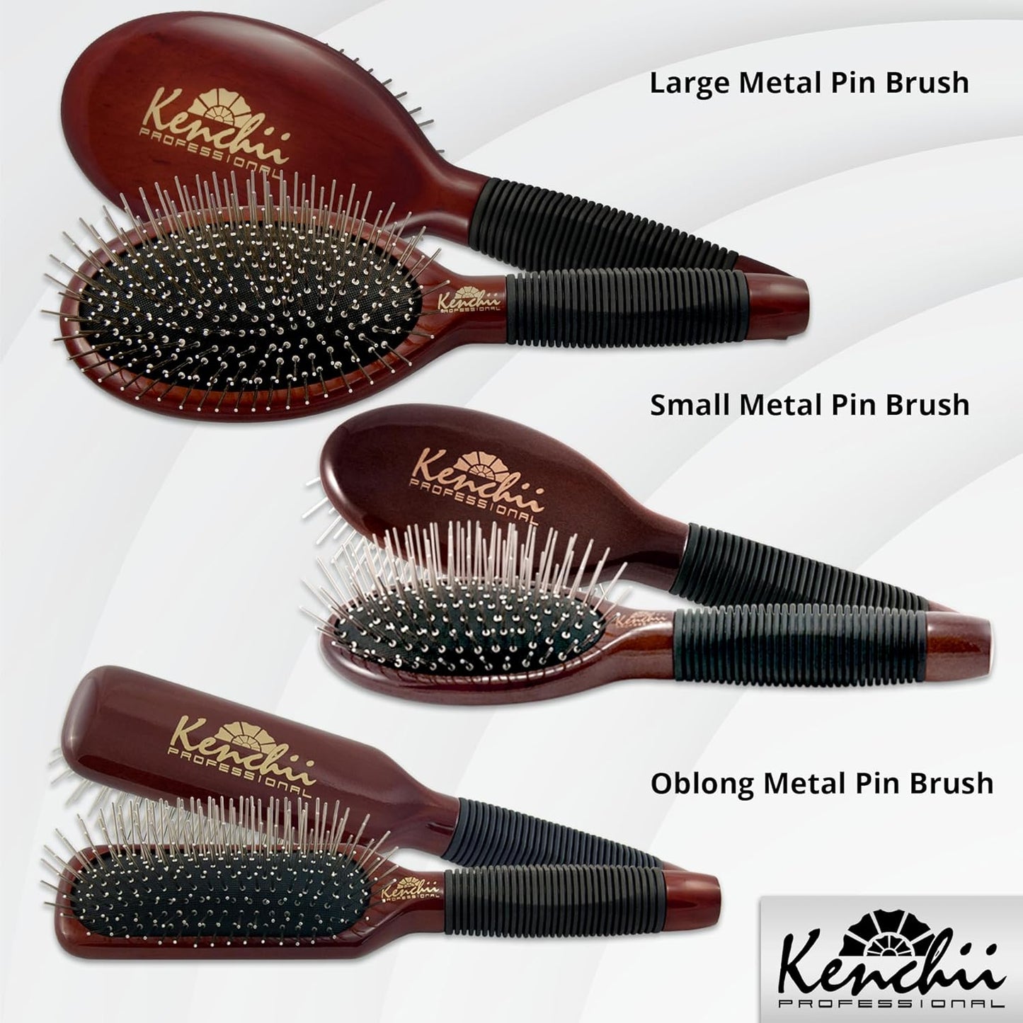 Kenchii Pet Grooming Metal Pin Brush for Dogs and Cats, Size Large, Solid Wood Handle, Non Slip Grip, Detangling and Shedding Brush for Long or Short Haired Pets, All Hair Type