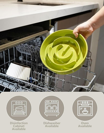 Ceramic Slow Feeder Bowls for Large Dogs, 3.0 Cups Slow Feeder for Fast Eaters, 48oz, 10in, Green