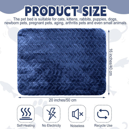 4 Pack Self Heating Cat Pad 16 x 20 Inch Self Warming Cat Bed Non Slip Warm Dog Pad Mat Washable Pet Kennel Crate Bed Mat for Indoor Outdoor Pets(Navy Blue,16 x 20 Inch)