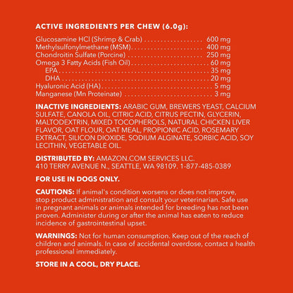 Amazon Brand - Wag Hip & Joint Soft Chews for Dogs, 120 Count