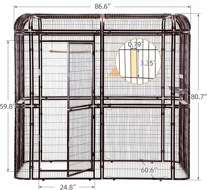 wonline Parrot Cages for Large Birds Outdoor Extra Large Bird Cage with Bird Cage and Perch, Suitable for Macaws Canaries Parrots Budgie Lovebirds