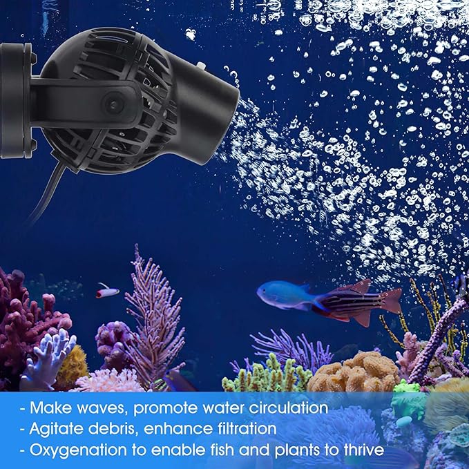 hygger Wave Maker with Controller for Feeding, 792 GPH Ultra-Silence Aquarium Powerhead with Strong Magnet Suction Base for Freshwater or Saltwater Fish Tank, 360° Rotating Aquarium Wavemaker Black