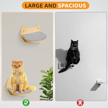 Cat Wall Shelves with 3 Steps – Modern Mounted Cat Wall Furniture & Shelf, Premium Hardwood Cat Bed for Climbing, Sleeping & Lounging, Indoor Hammock for Large Cats