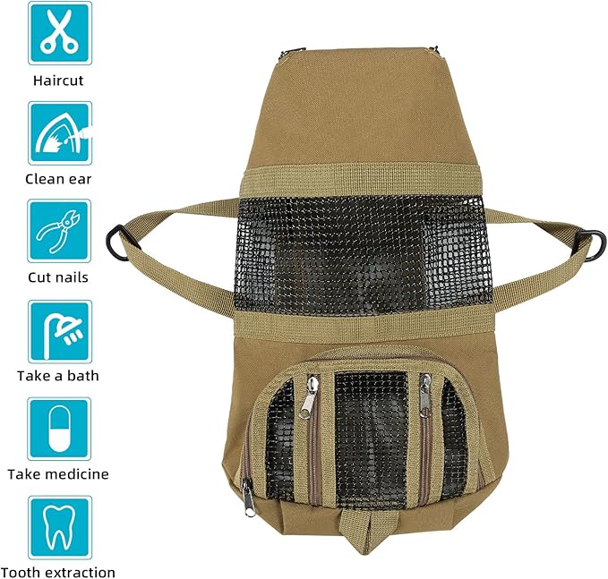 Cinf Cat Nail Clipping Cleaning Grooming Restraint Bag No Scratching Biting for Bathing Nail Trimming Injecting Examining(Tan,M)