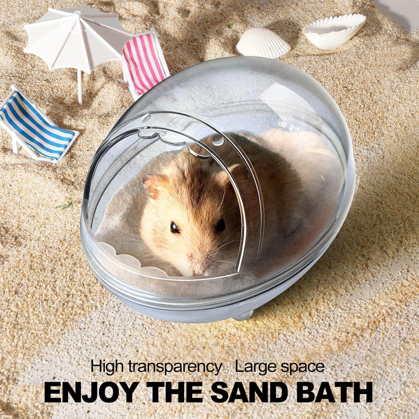 Hamster Bathroom,Hamster Bathtub Box,dust Bath for Hamster,Hamster Sand Bath Container,Hamster Bath,Hamster Bathing Bowl,Transparent Hamster Bathtub Toilet for Hamster Accessories (L)