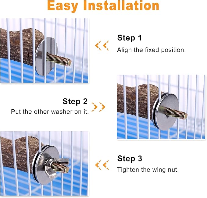 Bird Perch Stand Toy, Natural Wood Parrot Perch Bird Cage Branch Perch Accessories for Parakeets Cockatiels Conures Macaws Finches Love Birds(L: 13.8" Length)