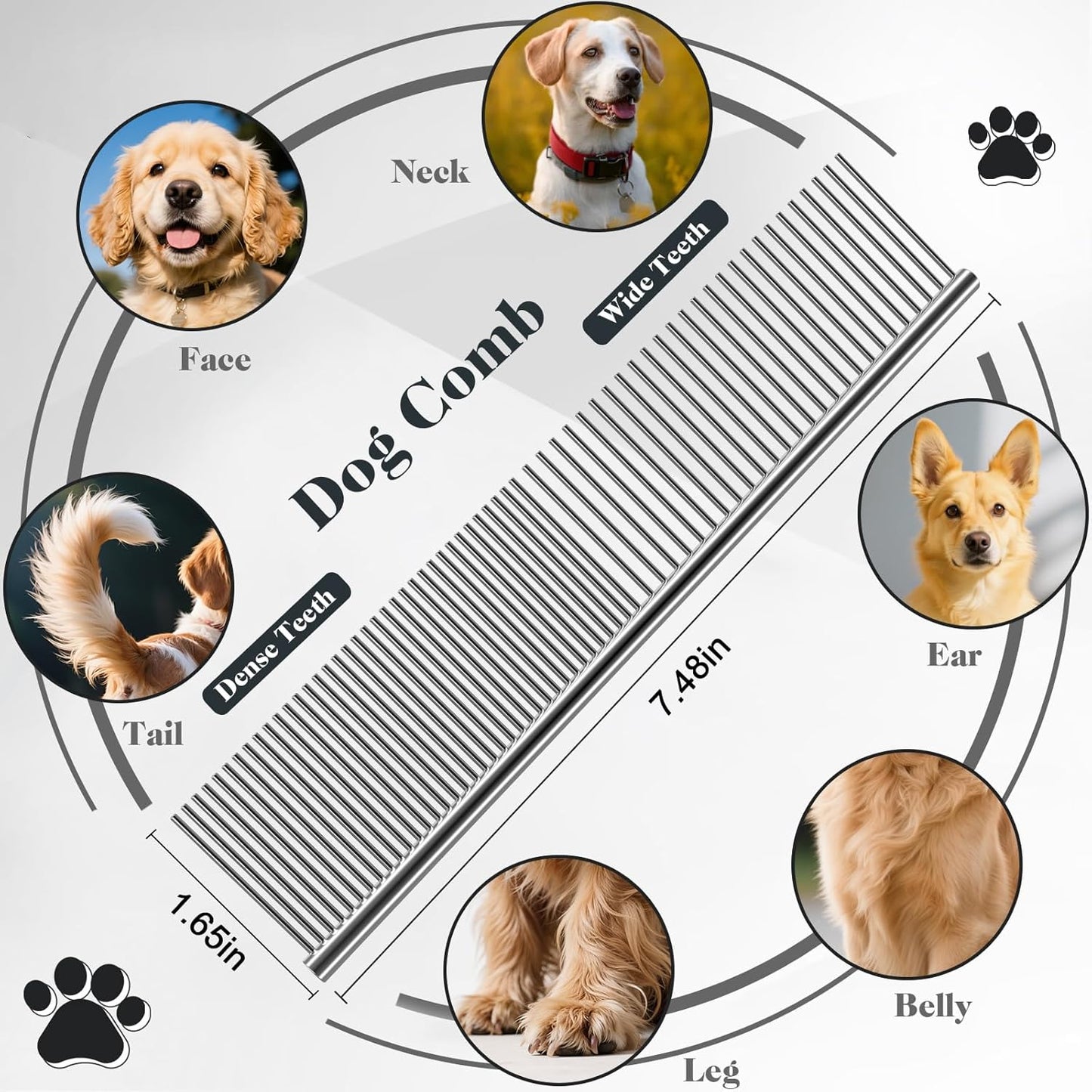 2PCS Slicker Brush for Dogs & Pet Comb,Professional Dog Grooming Brush (Goldendoodles,Poodles,Labradoodles) with Extra Long Pins to Effectively Remove Tangles, Knots and Mats (Red Large)