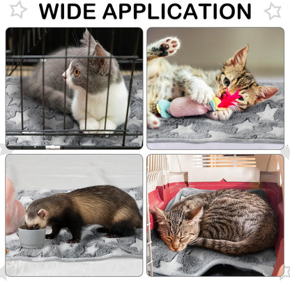 Tudomro 8 Pcs Guinea Pig Blankets Absorbent Washable Animal Fleece Bedding Cage Liners Waterproof Reusable Pet Pee Sleep Mat Pad Cover for Chinchilla Hamster Ferret(Grey Star,16 x 24 Inch)