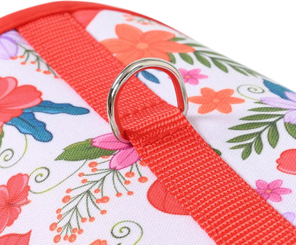 Mile High Life Dog Harness, Air Mesh Floral Vest Harness for 20 lbs Small Dogs & Cats, Easy Get on Adjustable Easy Closures Both Neck and Chest(Red Flower, XS Chest 14"-16")