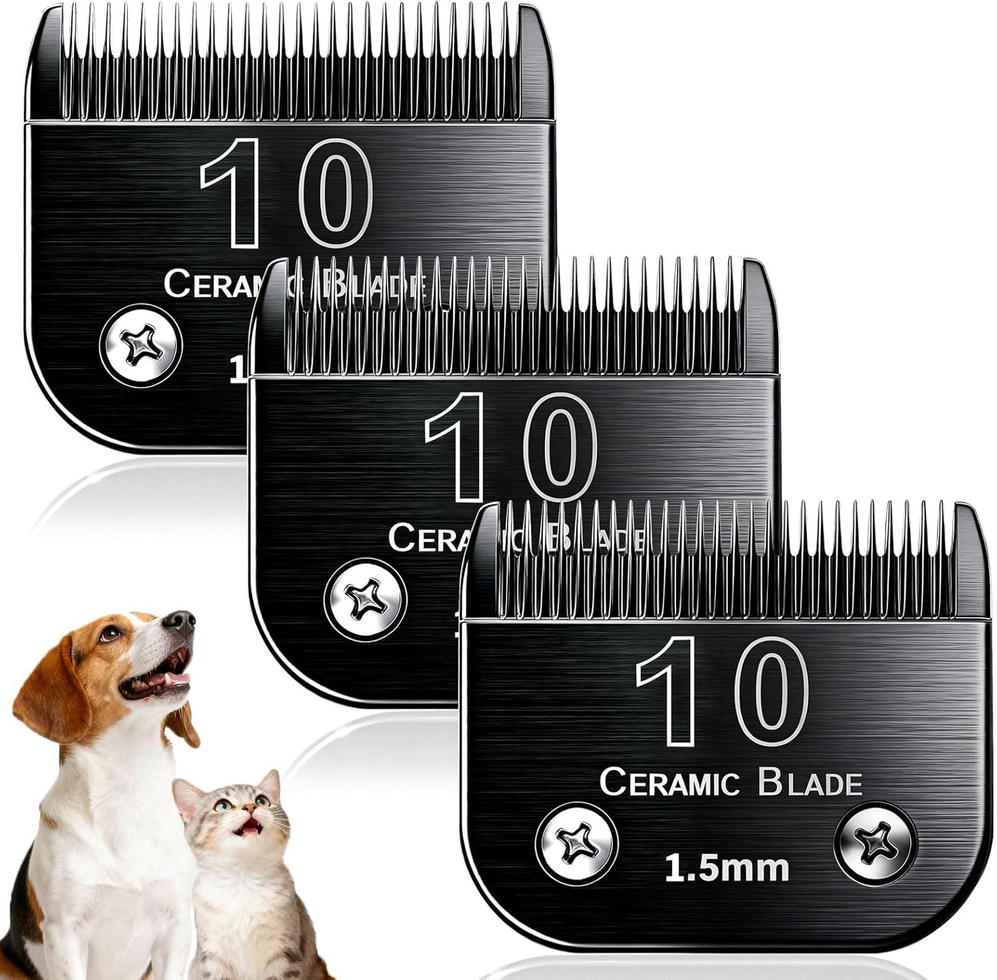 Dog Grooming Clipper Blades Replacement Compatible with Andis Dog Clippers,Most OsterA5, Wahl KM Series Pet Clippers (Black(10))