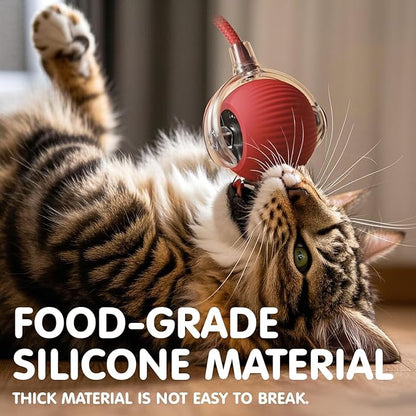 Rocfish Durable Interactive Cat Toys for Indoor Cats, Smart Automatic Cat Chase Ball Toy, Upgraded Speedy Tail Kitten Toy for Bored Indoor Adult Pets (Red)