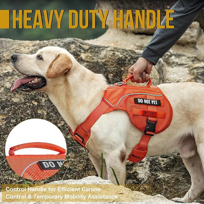 OneTigris No Pull Tactical Dog Harness for Small Medium Dogs, Double Layer Mesh Durable Service Dog Vest Harness COMET'S Tail Training Breathable with Handle