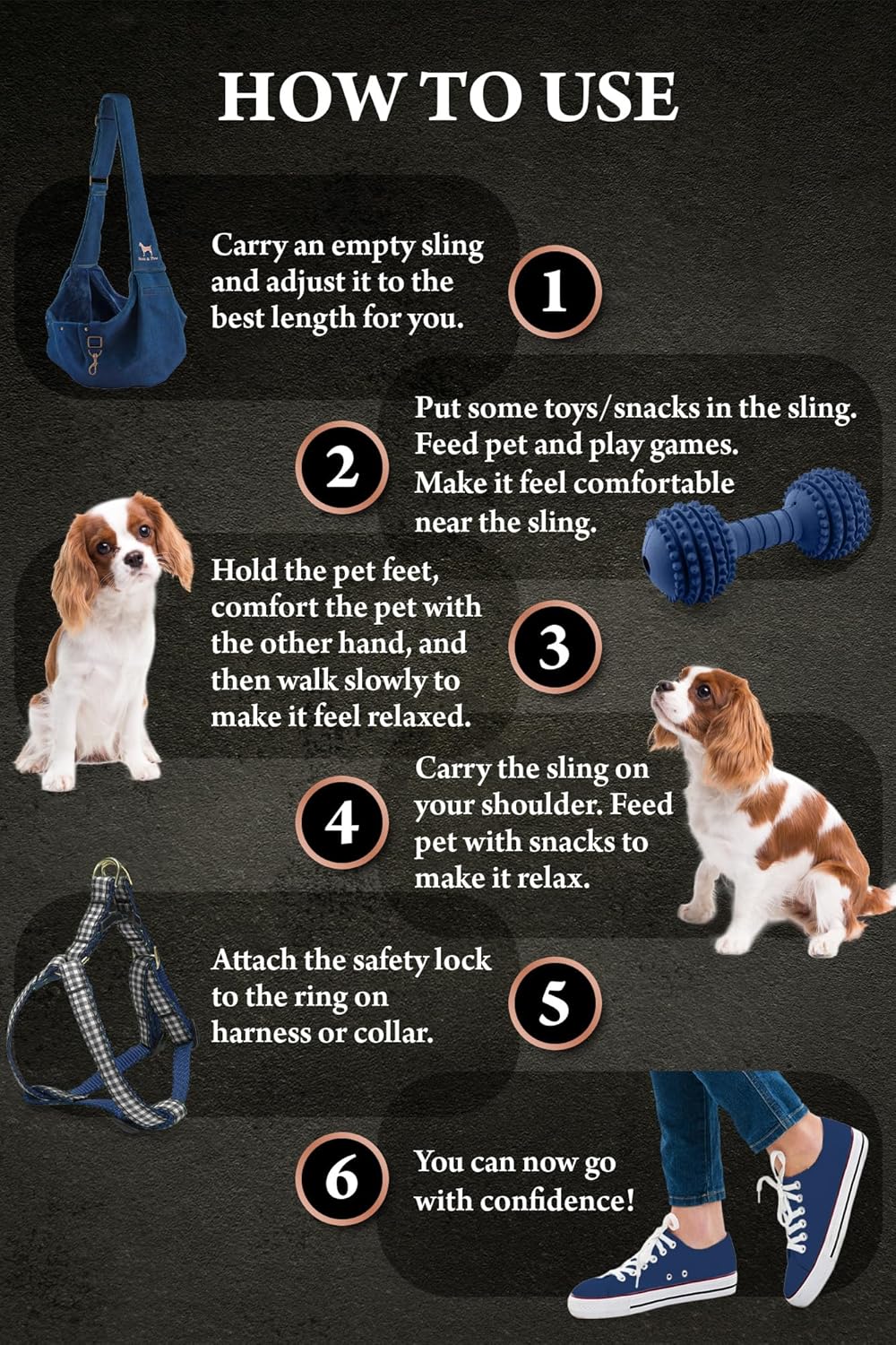 Noah & Paw Dog Sling Carrier for Small Dogs 3-10lb, Dog Sling for Small Dogs and Cats, Dog Carrier with Adjustable Padded Strap, Premium Denim, Lined with Fur, Double Safety Feature, Machine Washable