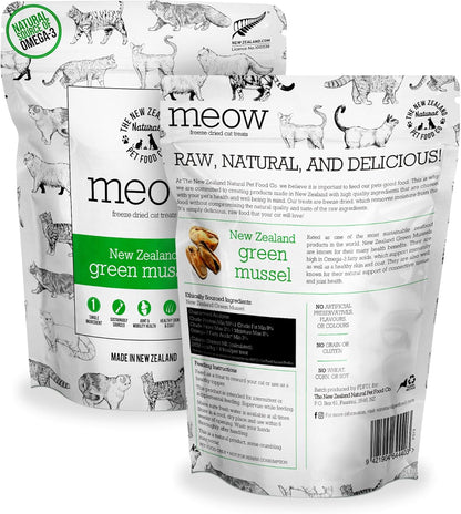 The New Zealand Natural Pet Food Co Meow Freeze Dried Cat Treats - New Zealand Green Mussel, High Protein, Healthy Cat Snacks and Toppers, All Natural for All Life Stages, 1.76 oz