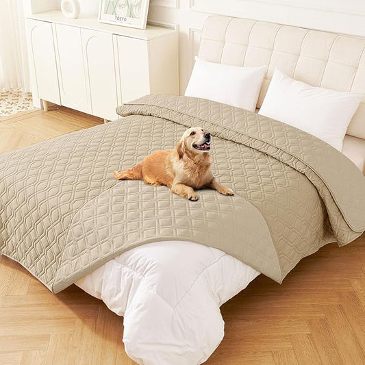 hyha Waterproof Dog Bed Blanket, Soft Pet Blankets, Waterproof Couch Cover for Dogs, Reversible Sofa Covers Washable for Furniture (68x82 Inch, Taupe/Taupe)