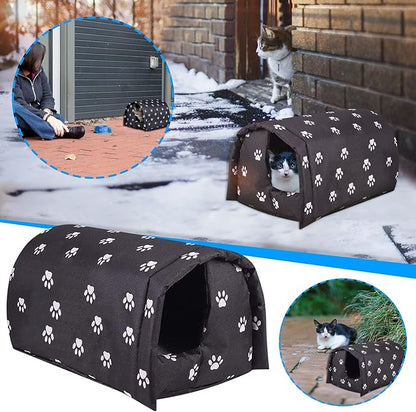 Outdoor Feral Cat House Winter,Weatherproof Waterproof Rainproof Foldable Cotton Filled Thicken Stray Feral Cats Dogs Tent Shelter Home Keep Warm Outdoor Indoor Garden (Medium - 2 Cats)