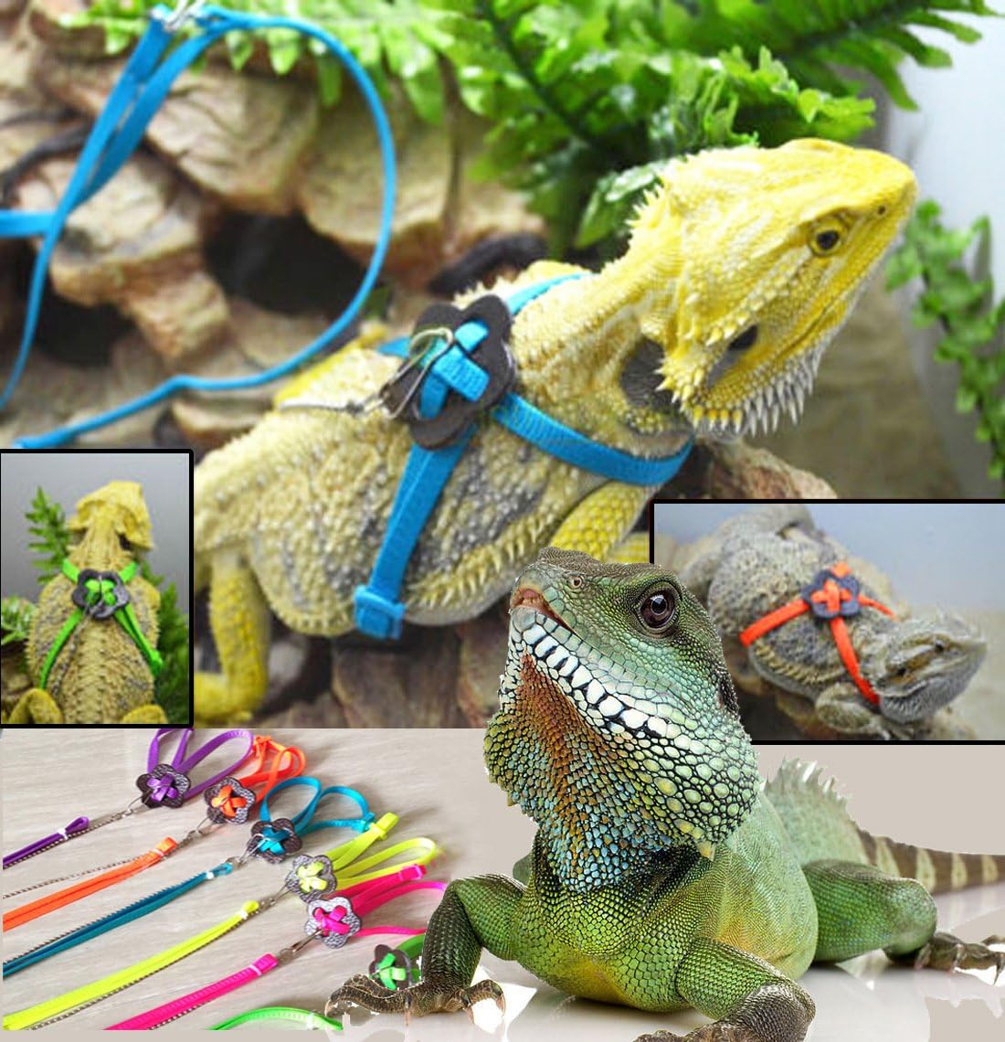Adjustable Reptile Lizard Harness Leash,Turtle Lizard Pet Traction Belt Bearded Dragon Accessories Soft Small Pet Animal Harness Rope,1.2M (Blue)