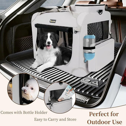 Extra Large Cat Carrier for 2 Cats Indoor and Outdoor Uses Car Travel Portable Bag with Water Bottle Slot Ideal for Long Trips (Grey, 24.0" L x 16.5" W x 16.5" H)
