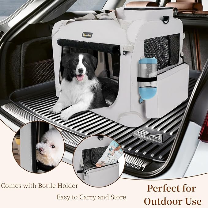 Large Cat Carrier for Cats Collapsible Soft Pet XL Crate for Large/Medium Cats 15lbs+ Car Travel Portable Bag with Water Bottle Slot Ideal for Long Trips (Blue, 20.0"L x 14.0"W x 14.0"H)