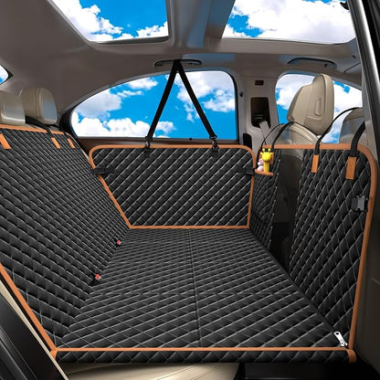 Dog Car Seat Cover for Back Seat, Dog Car Bed Cover with Hard Bottom, Backseat Extender Hammock for Mid-Sized Truck/SUV 8 Panels - Black