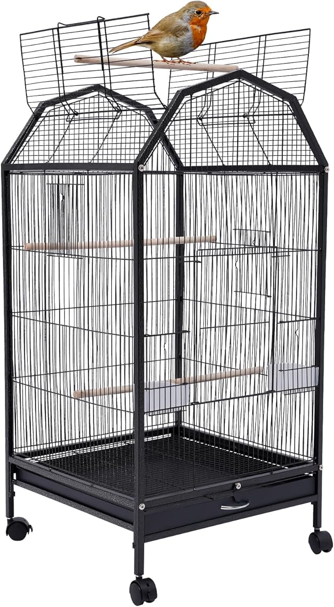 Bird Cage, Metal Pet Bird Flight Cages Large Finch Bird Cage with Stand for Parrots Cockatiels Conure Budgie Canary Finch Lovebird
