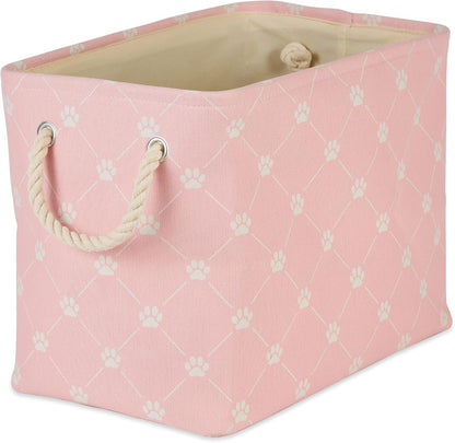 Bone Dry Pet Storage Paw and Bone, Trellis Collection, Small Rectangle, 14x8x9, Pink
