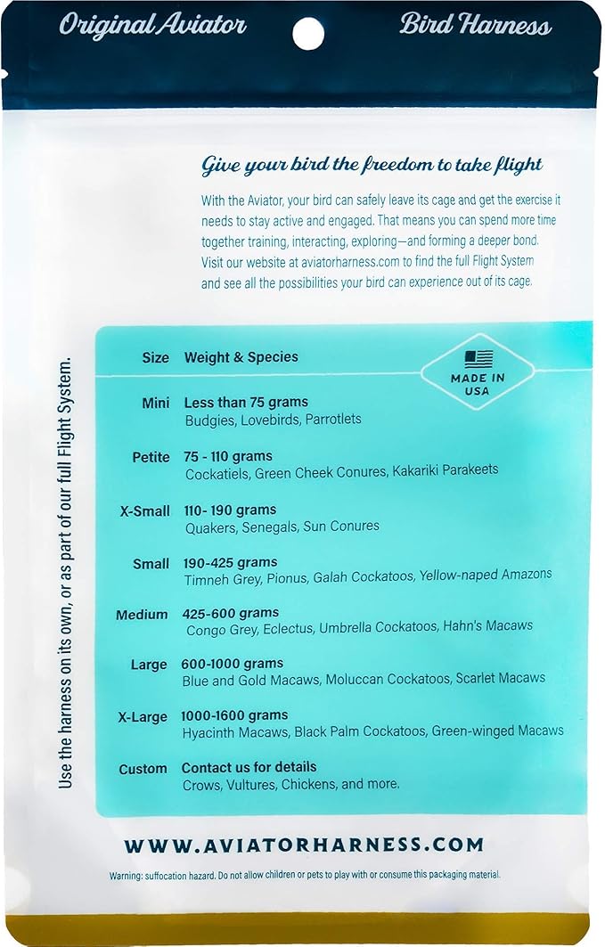 The AVIATOR Pet Bird Harness and Leash: Small Pink