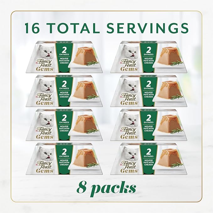 Fancy Feast Gems Pate Cat Food Mousse With Chicken and a Halo of Savory Gravy Cat Food - (Pack of 8) 4 oz. Boxes