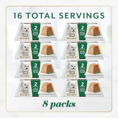 Fancy Feast Gems Pate Cat Food Mousse With Chicken and a Halo of Savory Gravy Cat Food - (Pack of 8) 4 oz. Boxes