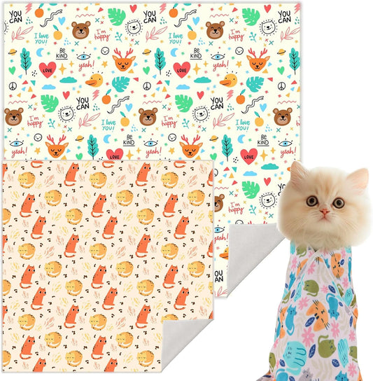 Cat Wrap for Grooming Self-Adherent Cat Wrap for Cutting Nails Cat Grooming Wrap Cat Burrito Wrap Anti-Bite, Anti-Escape Cat Swaddle Wrap 2PCS (Orange Kitten-M & Funny Bear-XL, M & XL)