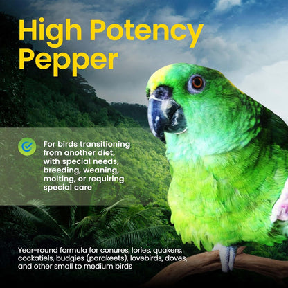 Harrison's Bird Foods High Potency Pepper—Maximum Nutritional Formula for Small to Medium Birds, Certified Organic Non-GMO Pet Bird Food, Vet-Developed, Suitable for All Life Stages, 454 g/ 1 lb
