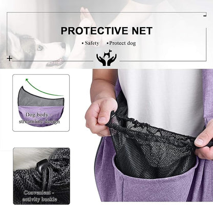 TOMKAS Medium Padded Shoulder Strap Dog Cat Carrier Sling (Purple for 8-15 lbs)