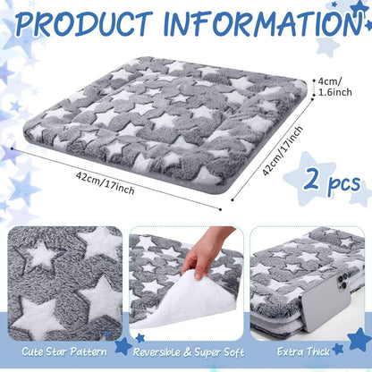 VitalCozy 2 Pack Self Warming Cat Mat Self Heating Pad Bed Reversible Machine Washable Reflects Body Heat Warm Thermal Pet Pad Crate Blanket for Feral and Indoor Cat (Star,17'' X 17'')