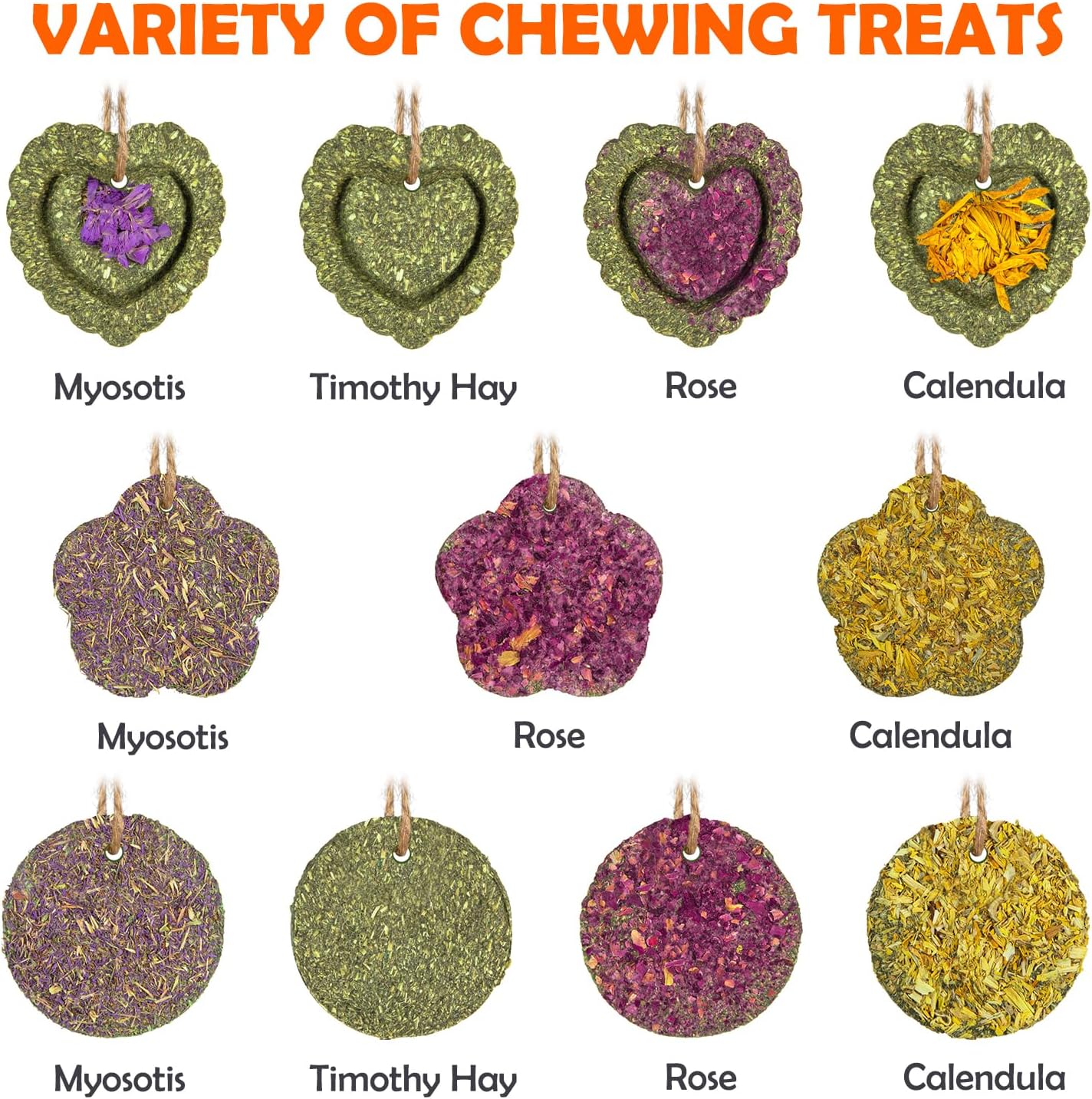 Sofier 18pcs Timothy Hay Treats Rabbit Toys Natural Treats for Guinea Pig Bunny Hamster Chinchilla Rat Handmade Rabbit Chews for Teeth