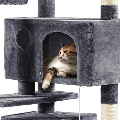 Yaheetech 70in Multi-Level Cat Tree Tall Cat Tower Cat Furniture with Condo, Scratching Posts & Dangling Ball for Indoor Cats Activity Center, Dark Gray