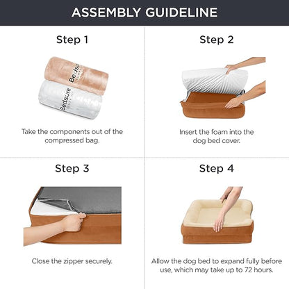 Bedsure L Plus Orthopedic Dog Bed for Large Dogs - Washable Dog Cat Bed Waterproof, L Plus Big Comfort Dogs Couch Sofa with Washable Removable Cover, Pet Bed with Nonskid Bottom, Ember Clay, 38"