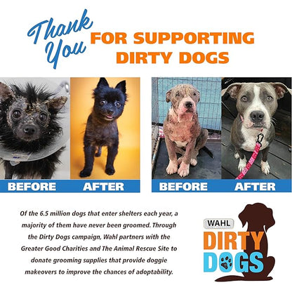 Wahl 2-in-1 Combination Double Row Pet Rake with Hair Shedding Blade for Dog or Cat Fur by The Brand Used by Professionals – Model 858424