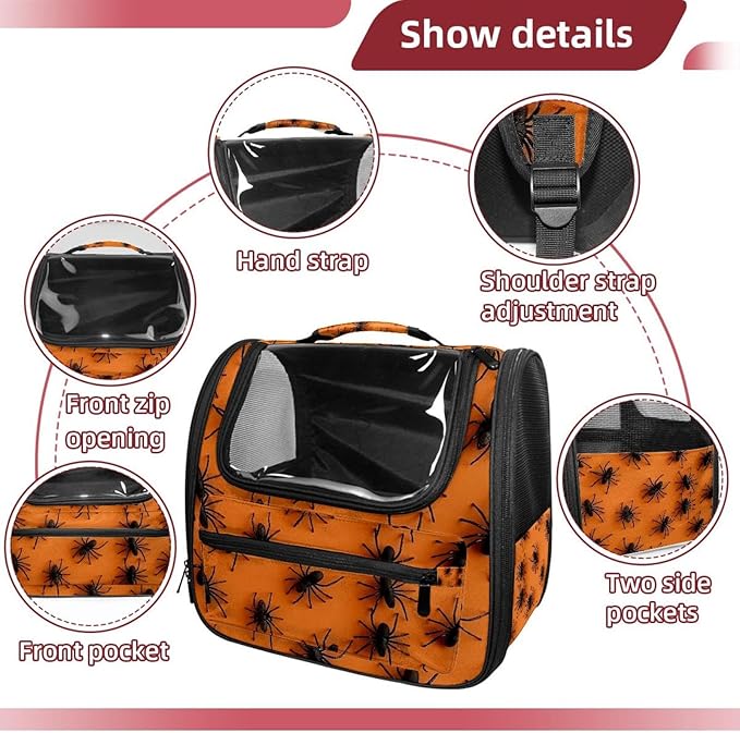Spiders Pet Cat Backpack Carrier for Kitty Small Dog, Ventilated Pet Carrier Bag for Car, Walking, Hiking, Outdoors