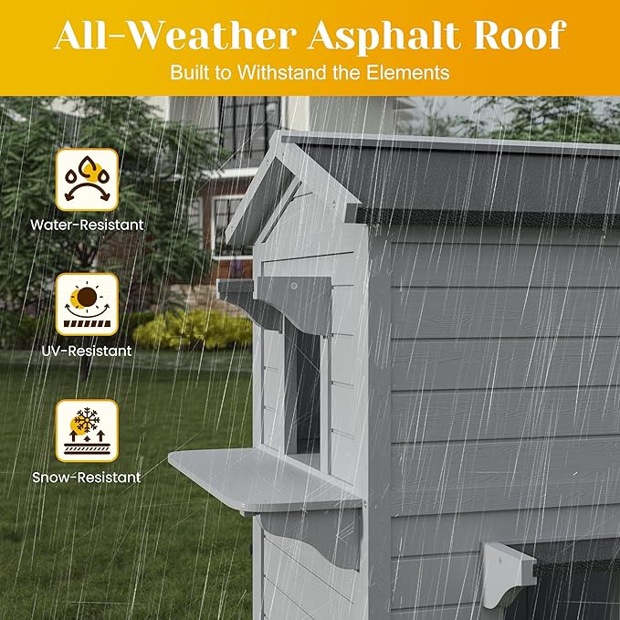 Outdoor Cat House Wooden Shelter: Large Weatherproof Pet Enclosure for Indoor or Feral Cats, 2-Tier Cat House for Outside Cats