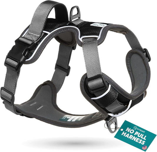 Embark Adventure Dog Harness, Reflective Trim No Pull Dog Harness Medium Sized - Military Grade Nylon, Front Clip with Gel Lined Handle. Soft & Padded Puppy Harnesses for Any Breed