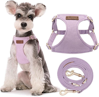 Puppytie No Pull Dog Harness with Multifunction Dog Leash,Soft Adjustable No Choke Escape Proof Pet Harness Vest for Medium Dogs or Large Dogs,Light Purple,M