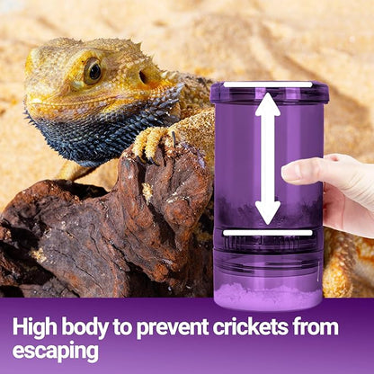 Cricket Calcium Powder Mixer, Reptile Cricket Keeper, Reptile Calcium Duster for Bearded Dragon Gecko Lizard Snake Chameleon (Purple)