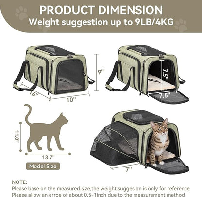 Petsfit Expandable Rabbit Carrier Small Cat Carrier Airline Approved, 16X10X9 Inches Soft-Sided Portable Small Animal Travel Bag for Kitten/Puppy/Bunny/Guinea Pig