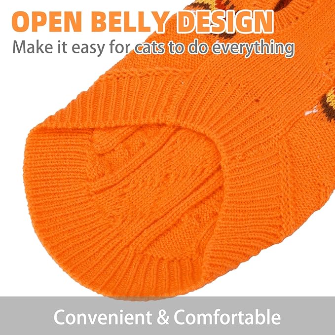 PUPTECK Winter Cat Sweater Coat - Soft Warm Cold Weather Clothes Knitwear for Kittens & Small Dogs Indoor Outdoor Wearing, Knitted Classic for Doggies Kitties Girls Boys, Maple Leaf Orange, S