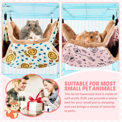 LYART 2 Pieces Guinea Pig Rat Ferret Hammocks and Warm Beds for Small Animals Pet, Squirrel Rat Ferret Cage Accessories and Toys for Sugar Glider Guinea Pig Hamster (2.Teapot+Heart)