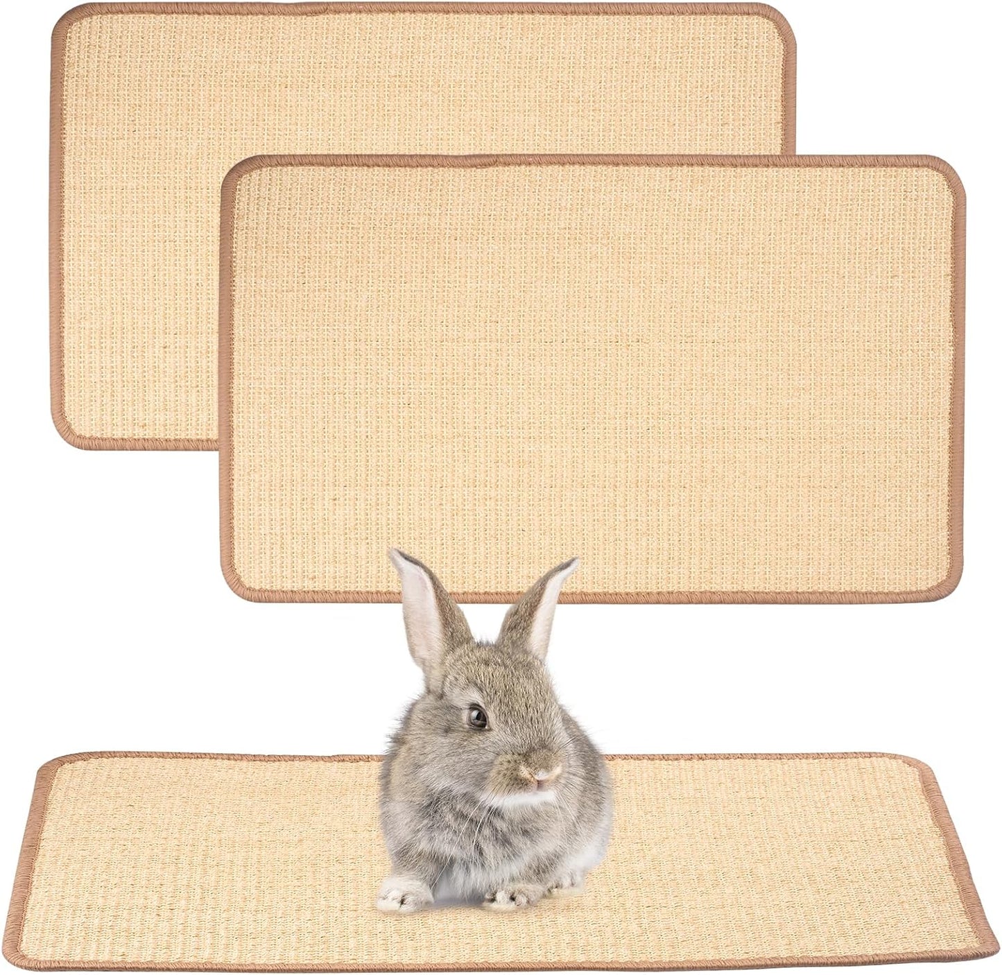 Uranshin Rabbit Scratching Pad,Natural Sisal Bunny Scratch Pad, Rabbit Kitten Cat Scratching Mats for Cages Chew Toys for Bunny Pet Cage Claws and Teeth Care for for Biting Sleeping Bedding Nesting