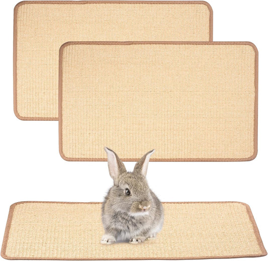 Uranshin Rabbit Scratching Pad,Natural Sisal Bunny Scratch Pad, Rabbit Kitten Cat Scratching Mats for Cages Chew Toys for Bunny Pet Cage Claws and Teeth Care for for Biting Sleeping Bedding Nesting