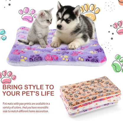 Tuanse 4 Pack Ultra Soft Dog Cat Bed Mat with Cute Prints Reversible Fleece Dog Crate Kennel Pad Cozy Washable Thickened Hamster Guinea Pig Pet Bed Mat for Small Animals(13 x 19 Inches,Vivid Color)