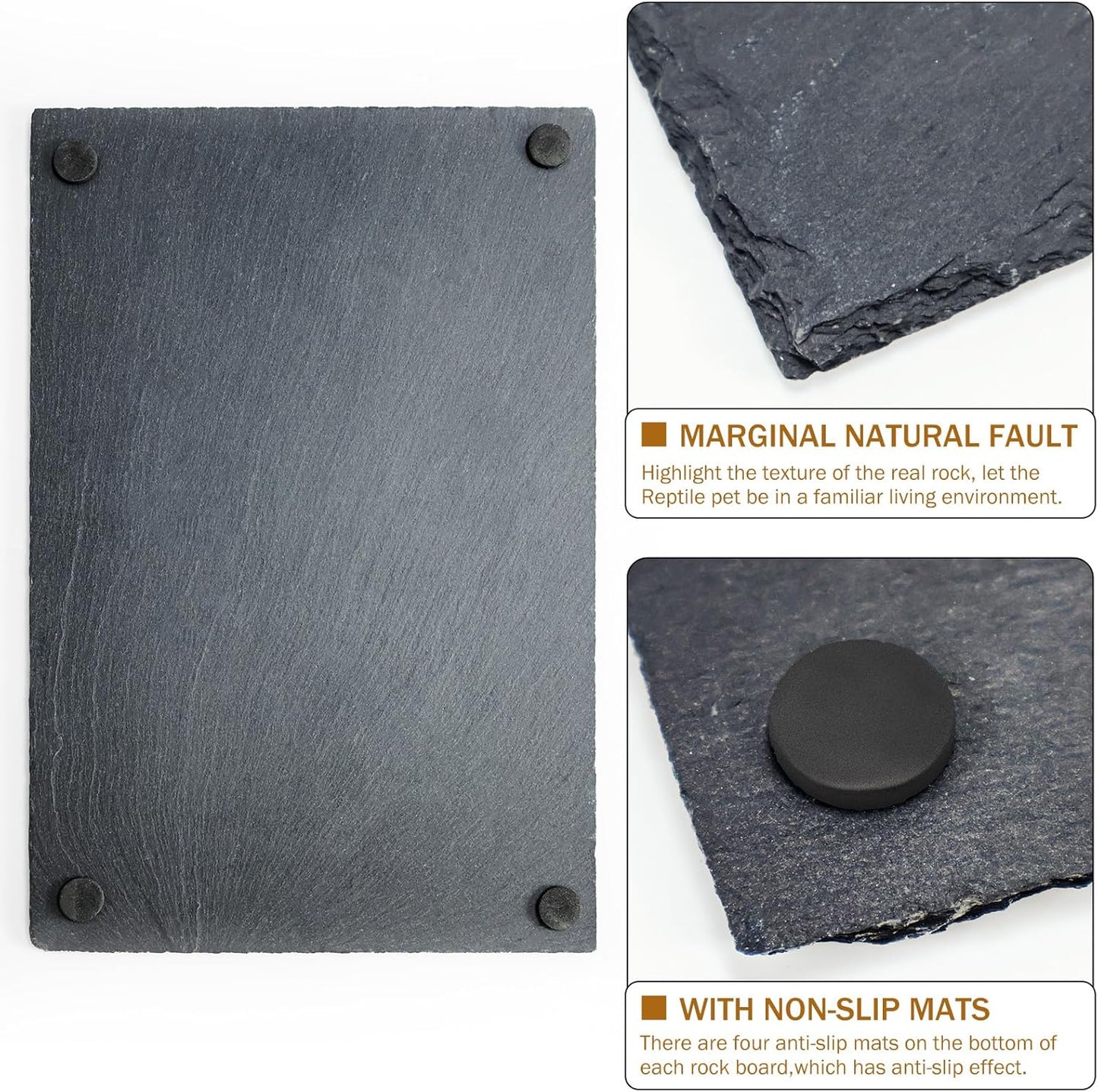 Tortoise Habitat basking Rock Feeding Dish Bearded Dragon/Lizard Original Rock Slab,Easy to Grind The Nails,with Non-Slip mats,Natural Food Bowl,Moisturizing Effect(Large- Size)