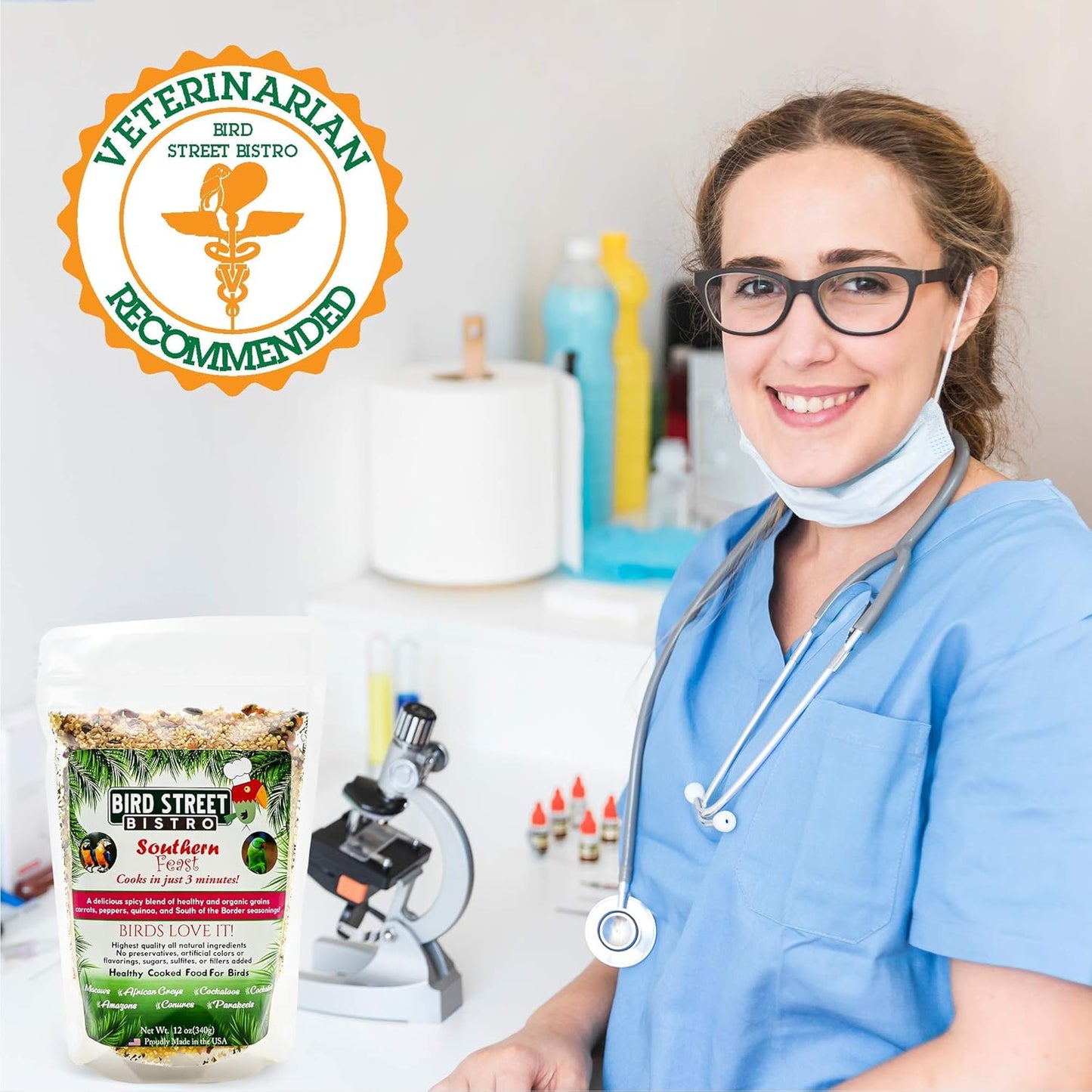 Parrot Parakeet Cockatiel Food - Bird Food - Cooks in 3-15 min with Natural & Organic Grains - Legumes - Non-GMO Fruits, Vegetables, & Health Orientated Spices (4.00 Pound (Pack of 1), Southern Feast)